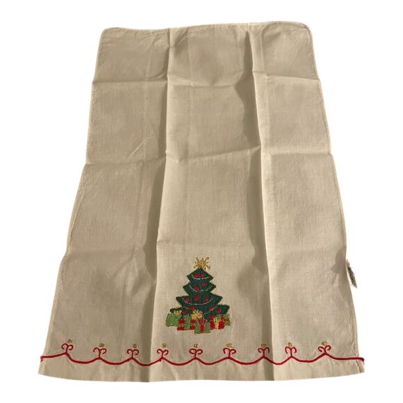 Vintage Lillian Vernon Christmas Holiday Appliqued Tea Towels 100% Cotton - Picture 2 of 9